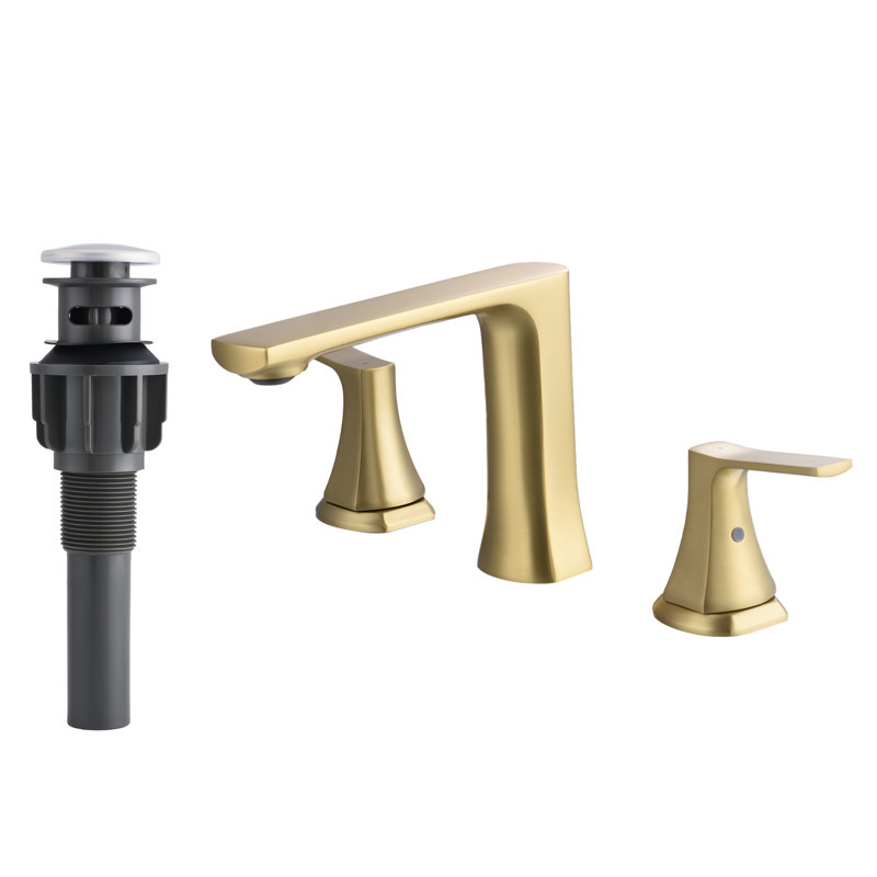 2-handle Bathroom Faucet with Drain Assembly, Brushed Gold