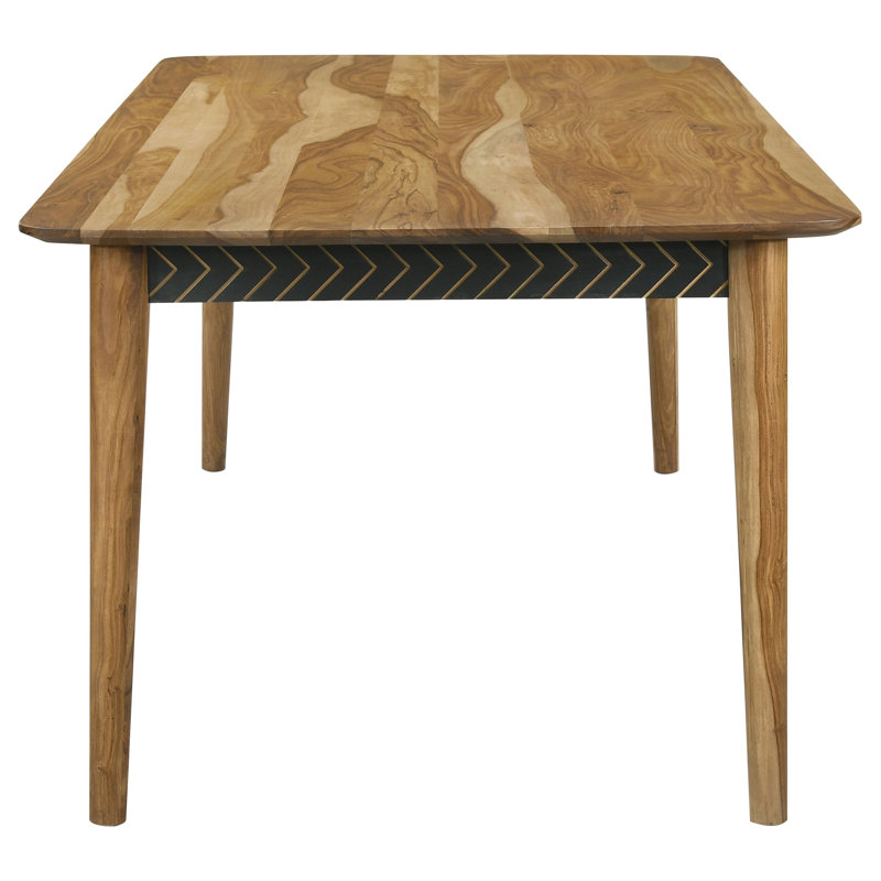 Natural Sheesham and Black 6-Piece Dining Set with Bench