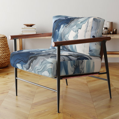 Fauteuil d'appoint rembourré abstrait bleu et gris Elixir II