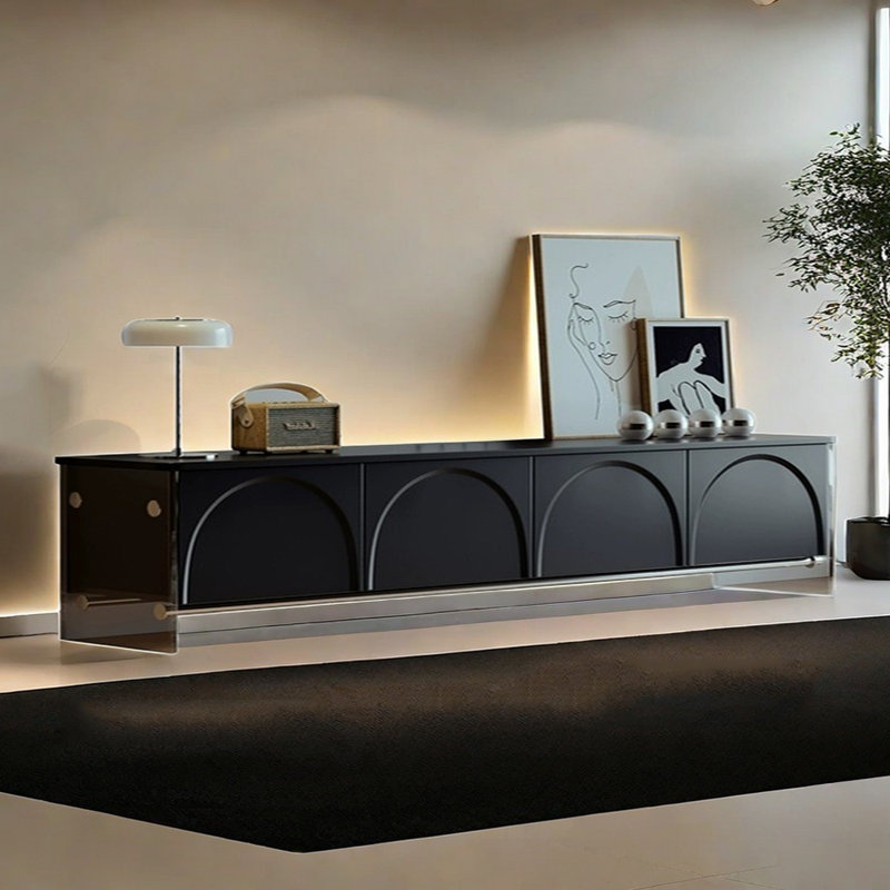 TV Stand with Arched Design and High-Gloss Finish