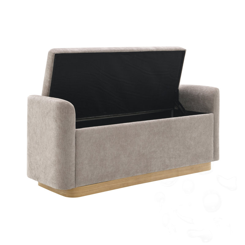 Banc rembourré avec rangement et charnière de sécurité, Brun