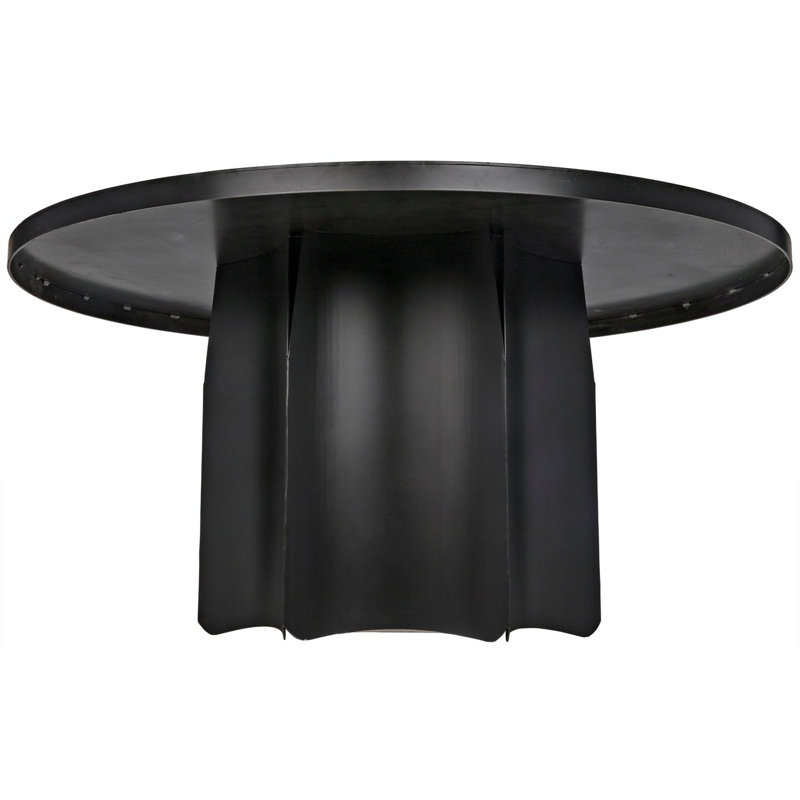 Mid-Century Modern Fluted 58" Round Wood Dining Table
