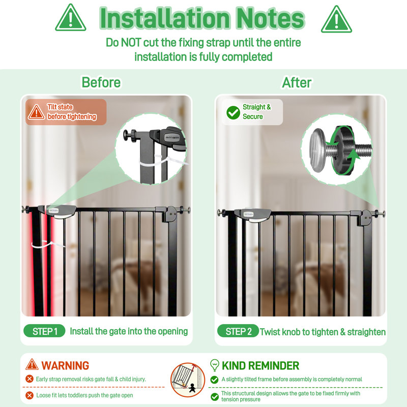 Metal Pressure Mounted Pet Gate, Black, 75-85cm
