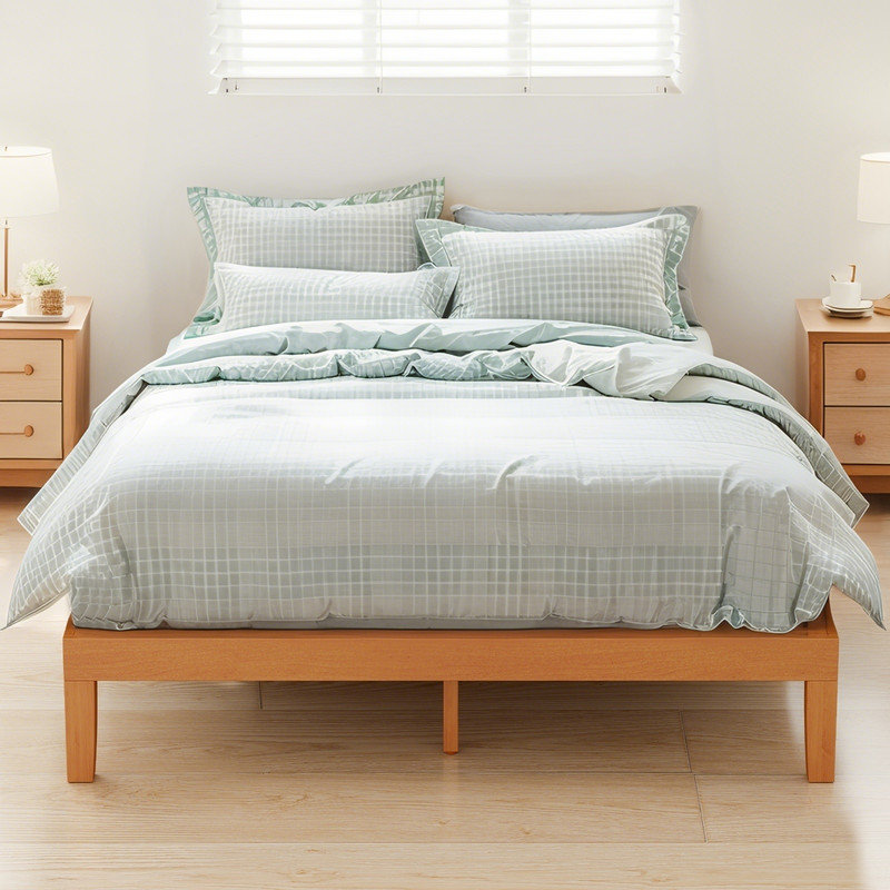Wood Bed Frame, Wooden Platform Bed Frame with Support Slats for Bedroom, Queen