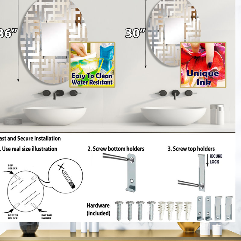Simplicity Western IV - Miroir décoratif labyrinthe | Ovale, 29,5 po x 19,6 po