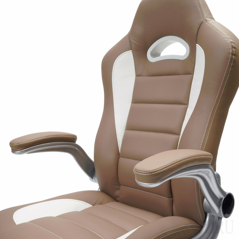 High Back Executive Sport Race Office Chair With Flip-Up Arms, Camel