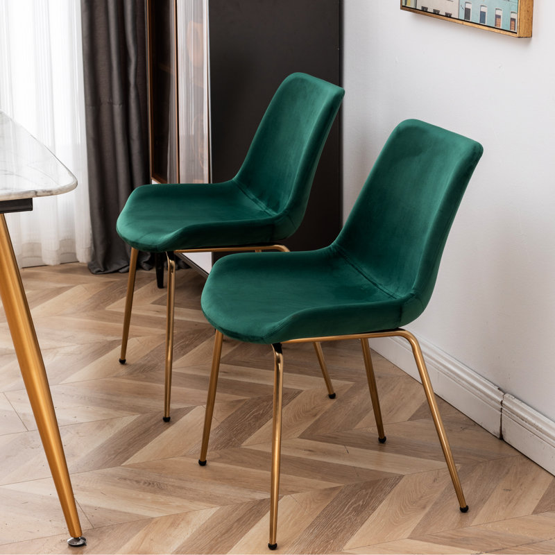 2 sièges en velours - Paire de chaises de salle à manger modernes, Vert