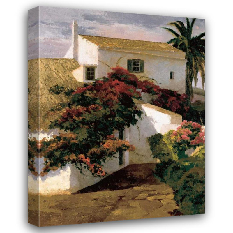 Art sur toile tendue par Red Barrel Studio® Romeu, Poch Gallery, "Courtyard Blossoms", H 47 po x l 36 po