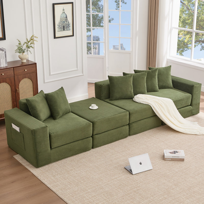 Canapé modulaire convertible, Polyester vert