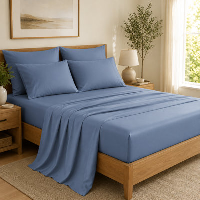100% Egyptian Cotton 6-Piece 1200 Thread Count Sheet Set with 18" Deep Pocket