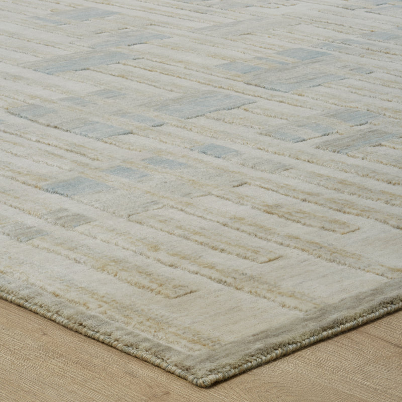 Anissa Power Loom Wool Area Rug, Runner 2'6" x 8', Cream/Sand/Azure Abstract