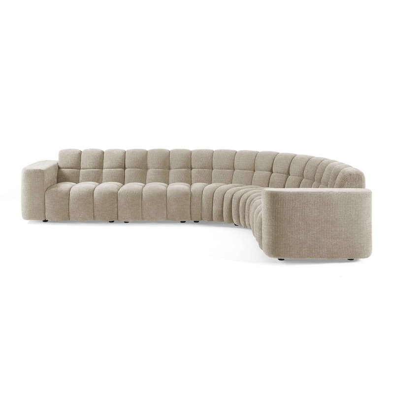 Jacobi Minimore Modern Style 145.3" W Marigold L Shape Type2 6S Sofa, Sand Chenille