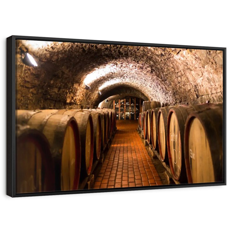 Barils de vin Winery, Cadre flottant noir, 43 po x 29 po