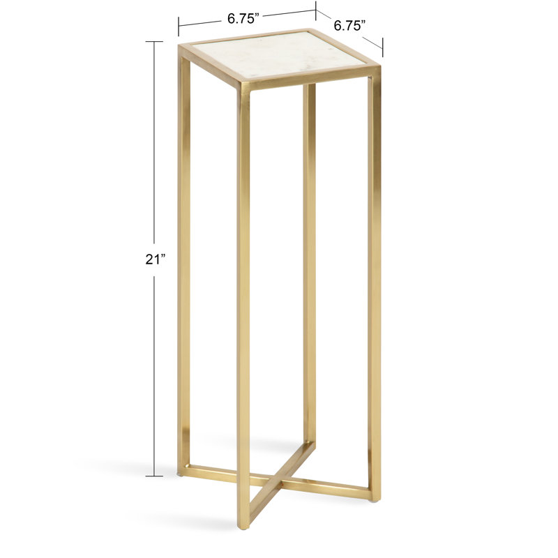 Marisol End Table, White Marble Top/Gold Base
