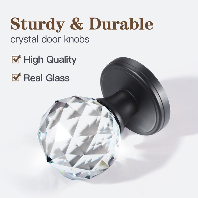 Faux boutons de porte en cristal Coolnews Modern Grace Series, Noir mat