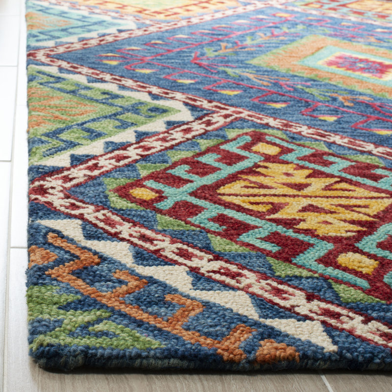Vahakn Hand Tufted Wool Geometric Rug, Rectangle 3' x 5'