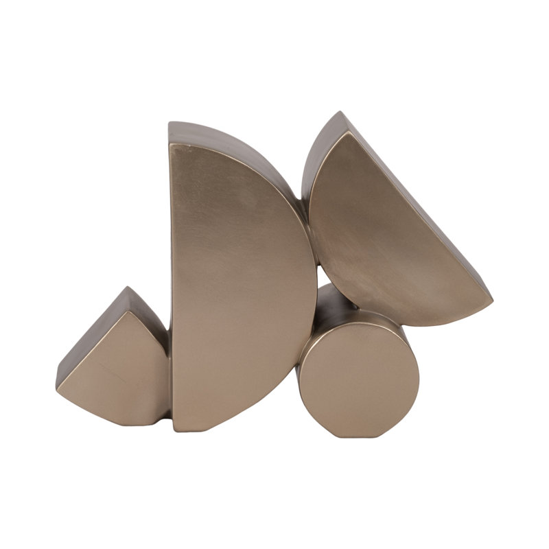 Sculpture Resin Polyresin Abstract Geometric Design Modern Glam for Home Office Bedroom Living Room - 9" Gold & Metallic