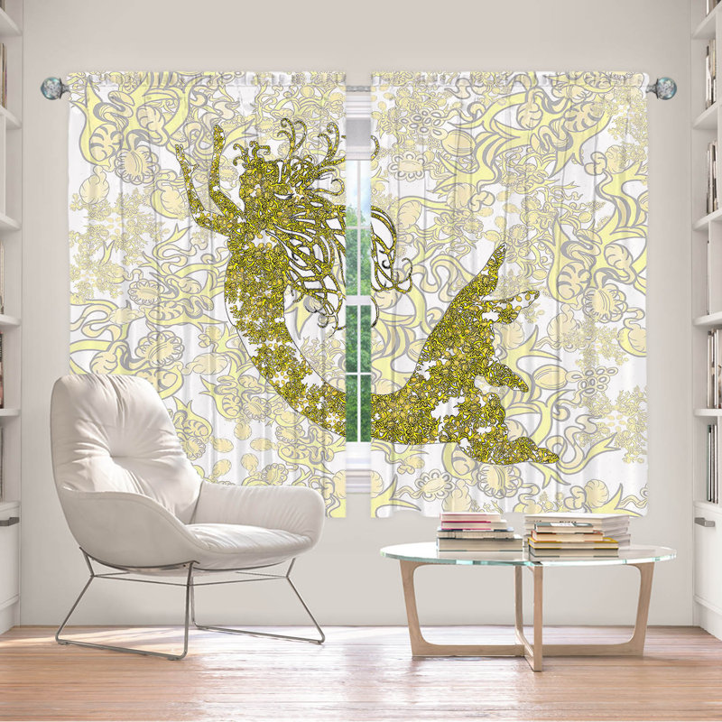Paire de rideaux obscurcissant en polyester Rossy, L 40 po x L 61 po, Or/blanc