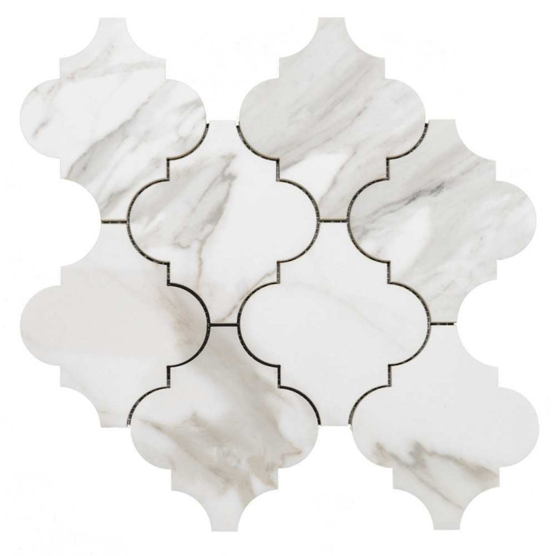 Carreau de porcelaine poli 11 po x 12 po Stately Arabesque, Doré