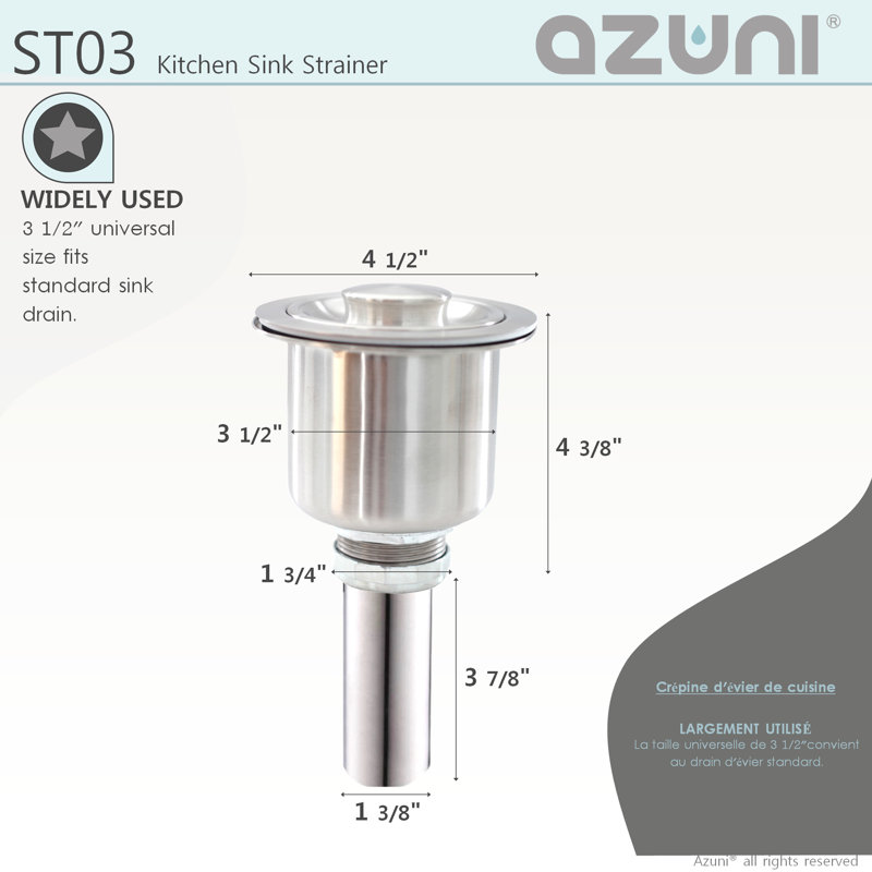 Azuni Round 4.5" Stainless Steel Strainer with removable Basket