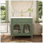 Lavabo de salle de bain 35,6 po Mid-Century avec verre à motif et bande lumineuse à capteur de mouvement, meuble-lavabo sur pied Farmhouse avec rangement, meuble-lavabo haut de gamme pour salle de bain, vert-1100970243
