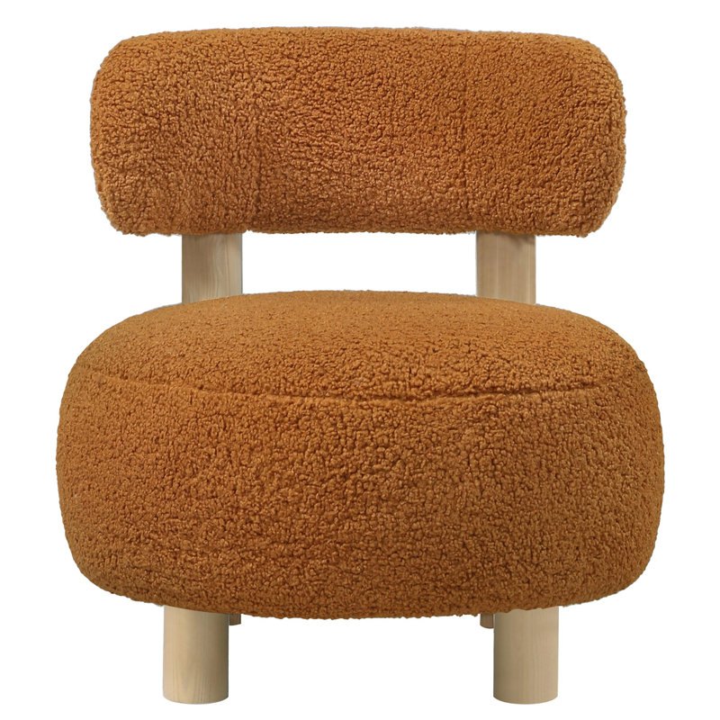Fauteuil d'appoint à dossier demi-tonneau Lecompton Boucle, Tissu or