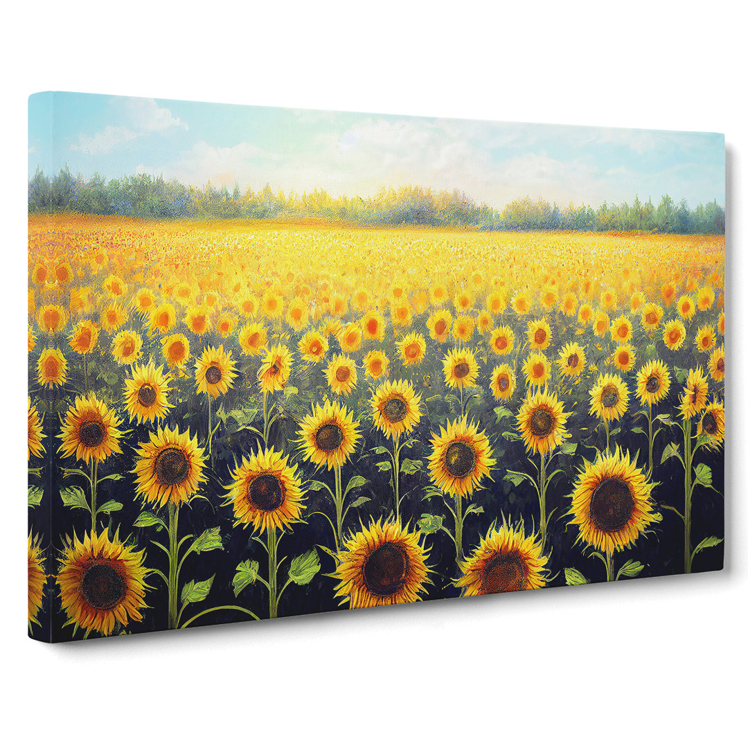 XXX-H1022-WF-4879X Iconic Sunflower Field - Wrapped Canvas Print
