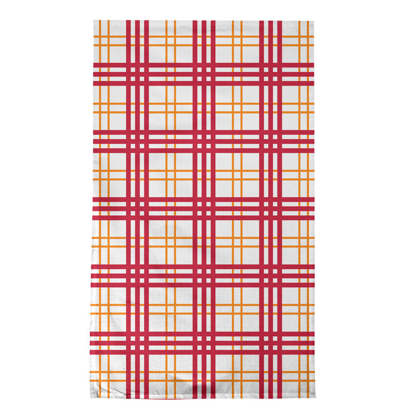 Plaid Tea Towel Kitchen Towel, White/Red/Yellow, Cotton Blend