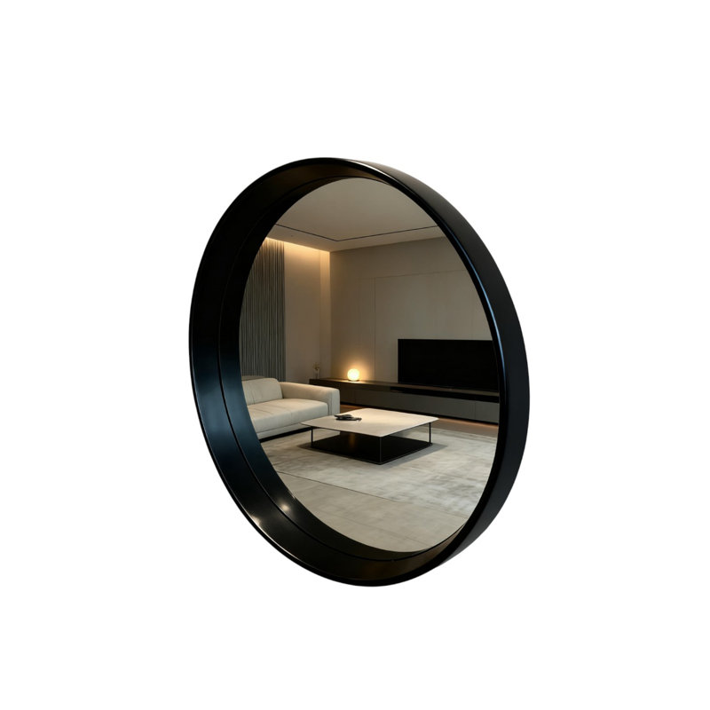 Metal Round Mirror, Matte Black