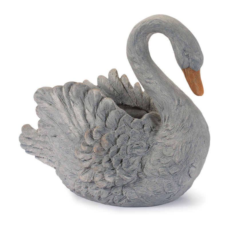 Jardinière décorative en résine cygne 18 po L