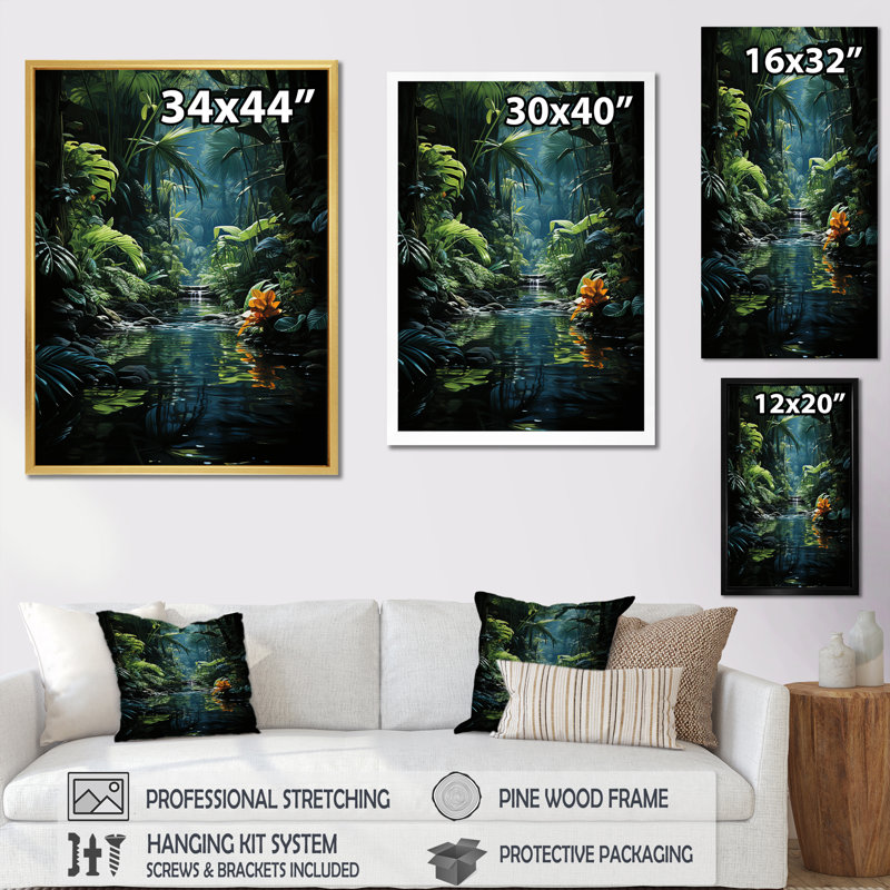 Jungle Palm Trees Azure Archway sur toile, H 20 po x l 12 po x P 1 po, Toile tendue