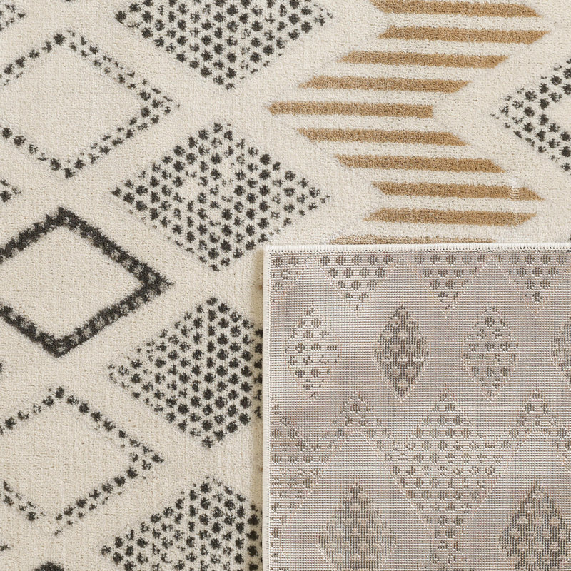 Tapis à motif géométrique à chevrons moderne brun / gris / beige Kearyn, Rectangle de 5 pi x 8 pi