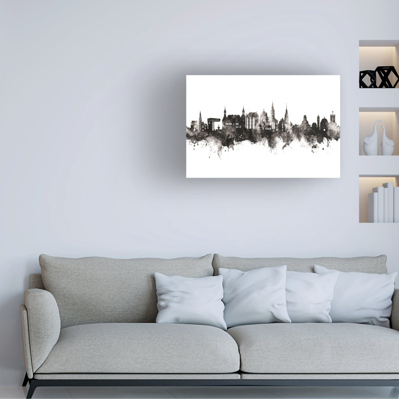 Aachen, Allemagne, horizon BW par Michael Tompsett - impression sur toile tendue, H 22 po x l 32 po x P 2 po