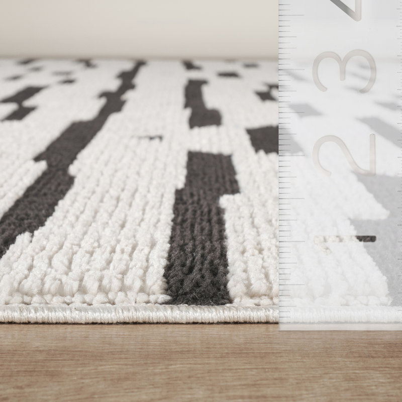 Abani Rugs BUR110A Lueras Black Ivory Diamond Geometric Area Rug, Rectangle 5'3" x 7'6"