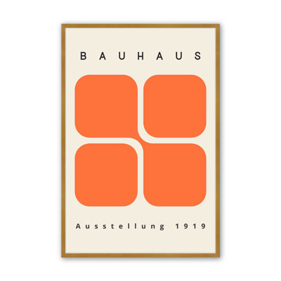 Impression de blocs rétro 36 "x 24" Bauhaus 1919 dans un cadre blanc opaque