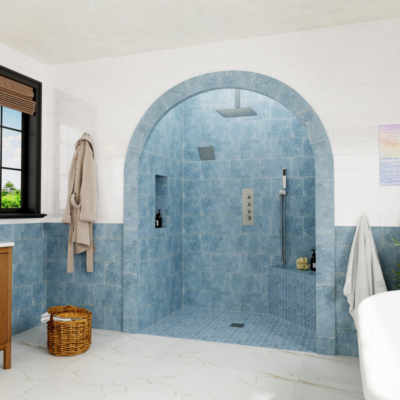 Regen Dual Shower Heads 3-Function Ceiling-Mounted Thermostatic Shower System With Handheld And Rough-In Valve