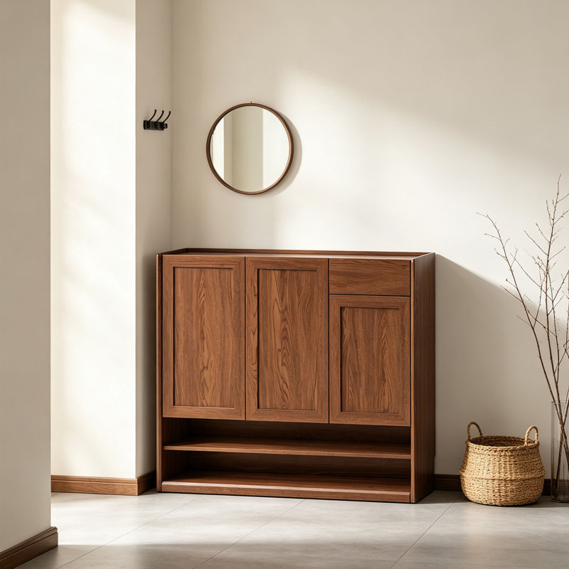 Rangement à chaussures de style européen pour balcon, Bois brun foncé