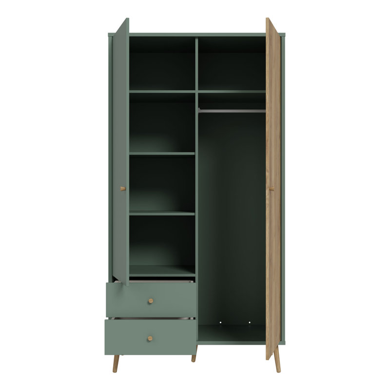 HARLLSON 2 Door Manufactured Wood Wardrobe, Green/Brown