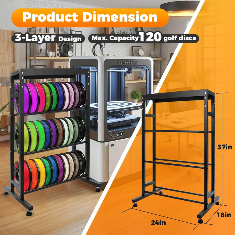 Support de rangement en métal robuste pour disc golf, organisateur de station de disc golf peu encombrant, étagère autoportante pour le rangement de l'équipement de disc golf, noir