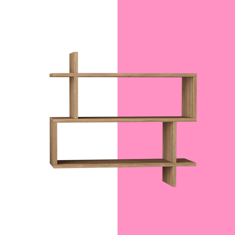 Tablette murale moderne, couleur chêne, 27,6 po x 25,8 po x 8,7 po | 100% panneau de particules enduit de mélamine, épaisseur: 0,7 pouce | Nombreuses tablettes, conception à fixation murale | Parfait pour la décoration intérieure scandinave, solution de rangement élégante et fonctionnelle