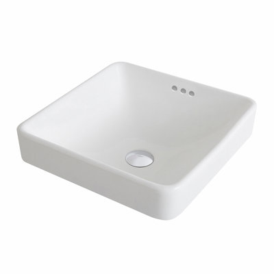 Elavo Ceramic Square Drop-In Bathroom Sink with Overflow