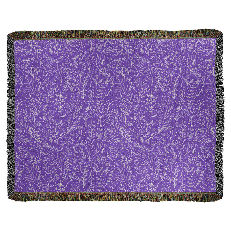 Couverture en coton tissé Katelyn Elizabeth Ditsy, l 50 po x L 60 po, Mauve / Blanc