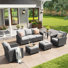 Ensemble de conversation pour patio en osier 5 personnes avec 2 chaises berçantes pivotantes et coussins