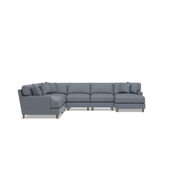 Mila Sectional, Teal Polyester, 33.5" H x 137" W x 137" D, Right Hand Facing