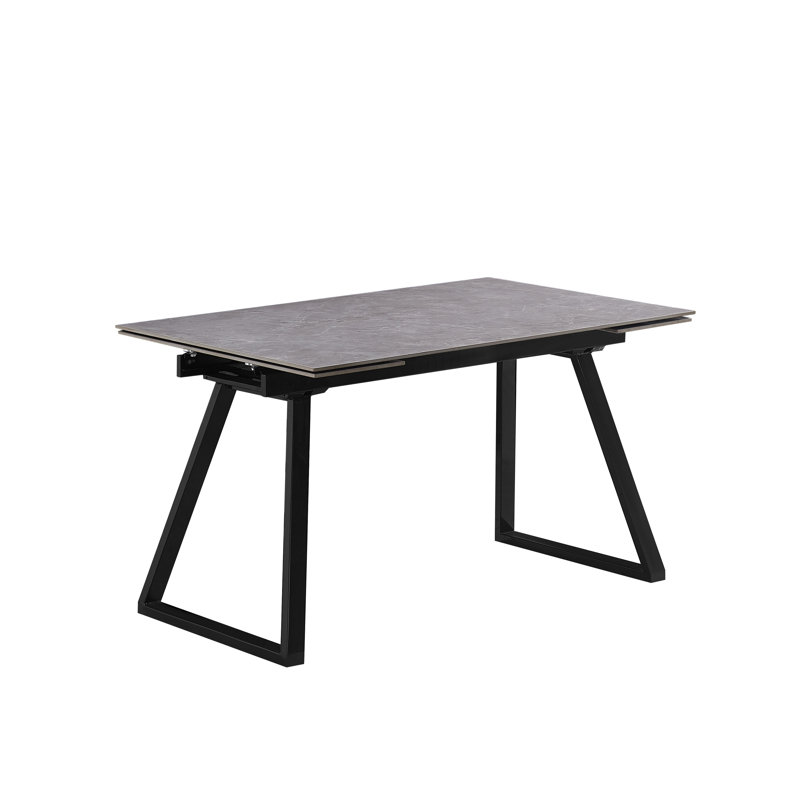 Kerela Extendable Stone Top Metal Base Dining Table, Grey
