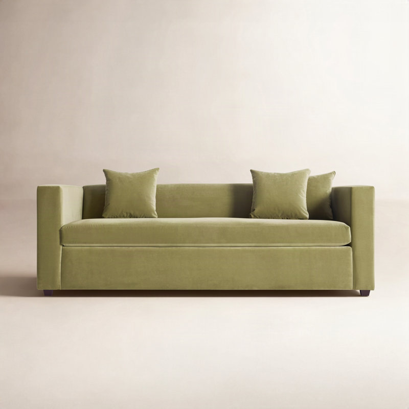 Canapé-lit Mono, Mélange de polyester velours vert Loden, Sauterelle