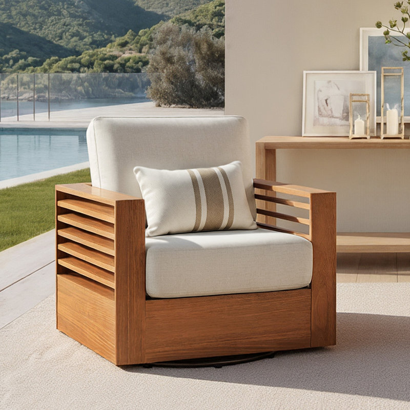 Fauteuil de patio pivotant en bois d'acacia