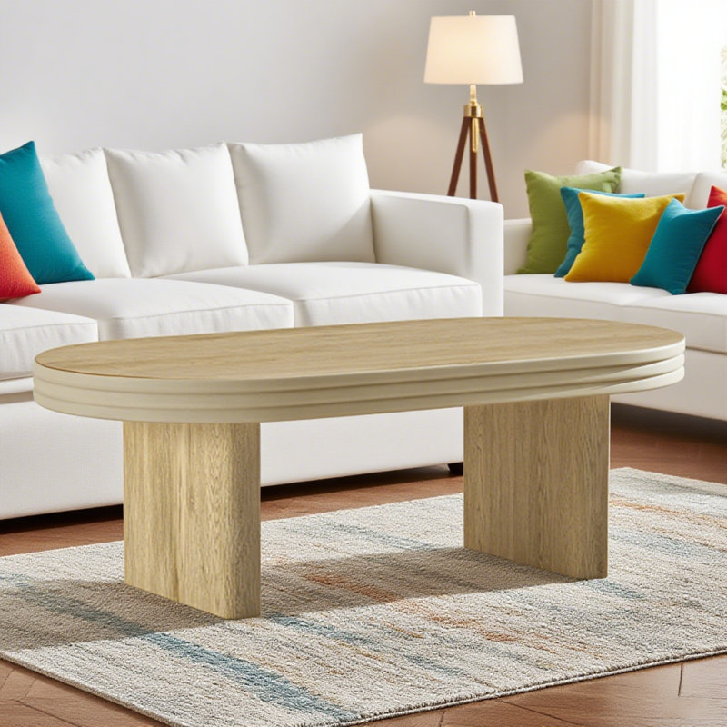 Table basse cannelée Mid Mid Modern, Naturel