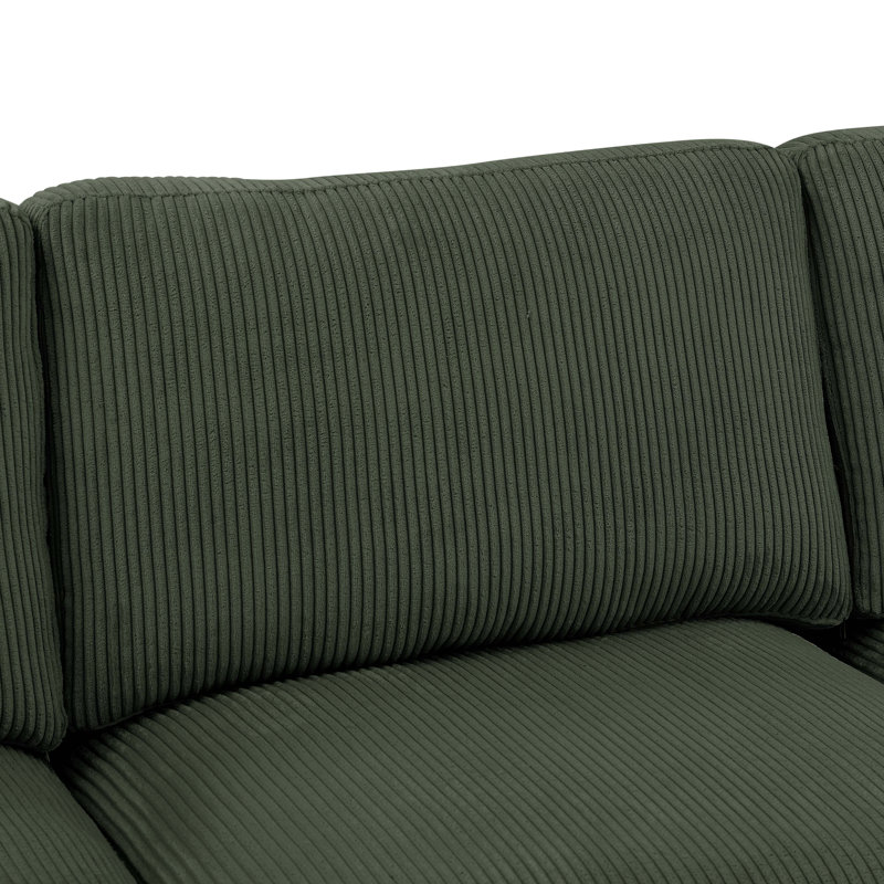 Avaah Corduroy Sectional, Green Corduroy