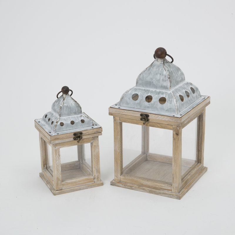 Spirited Nesting Wood and Metal Holiday Lanterns Lg is 12.25 in  – Holiday Accent Lantern